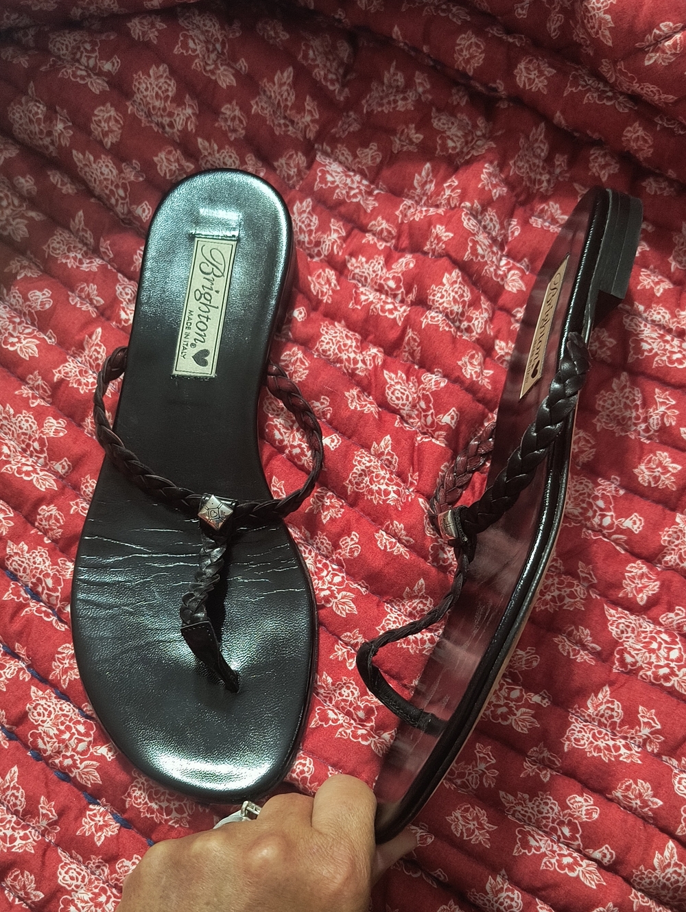 Brighton LIKE NEW Black Braided Leather Thong Sandals